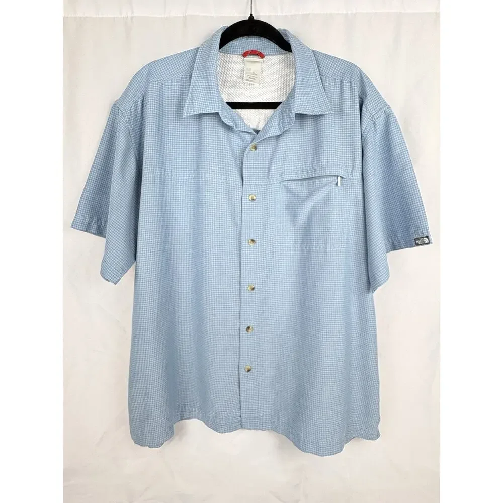 The North Face Men’s XL Blue Short Sleeve Button Front Hiking Shirt Vented